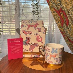 Lilly Pulitzer Coconut Furbulous Mug Gold Handle Dog Print New In Box